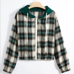 Plaid Print Zip up Jacket